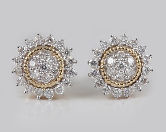Kolczyki z diamentami z 14-karatowego żółtego złota, prezent na rocznicę w stylu vintage