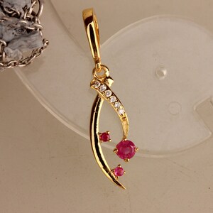Genuine Ruby Gemstone Pendant Solid 18k Yellow Gold Genuine Certified Pave Diamond Fine Jewelry Wedding, Birthday Gift For Her