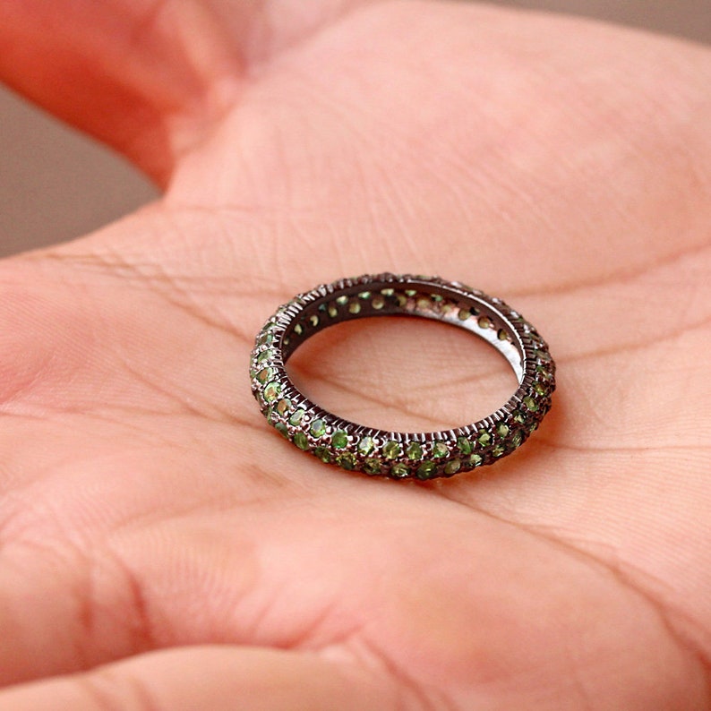 Natural 1.69 Ct Emerald ETERNITY BAND RING 925 Sterling Silver Band Ring Gemstone Band Ring Wedding Bands Engagement Bands Gifts