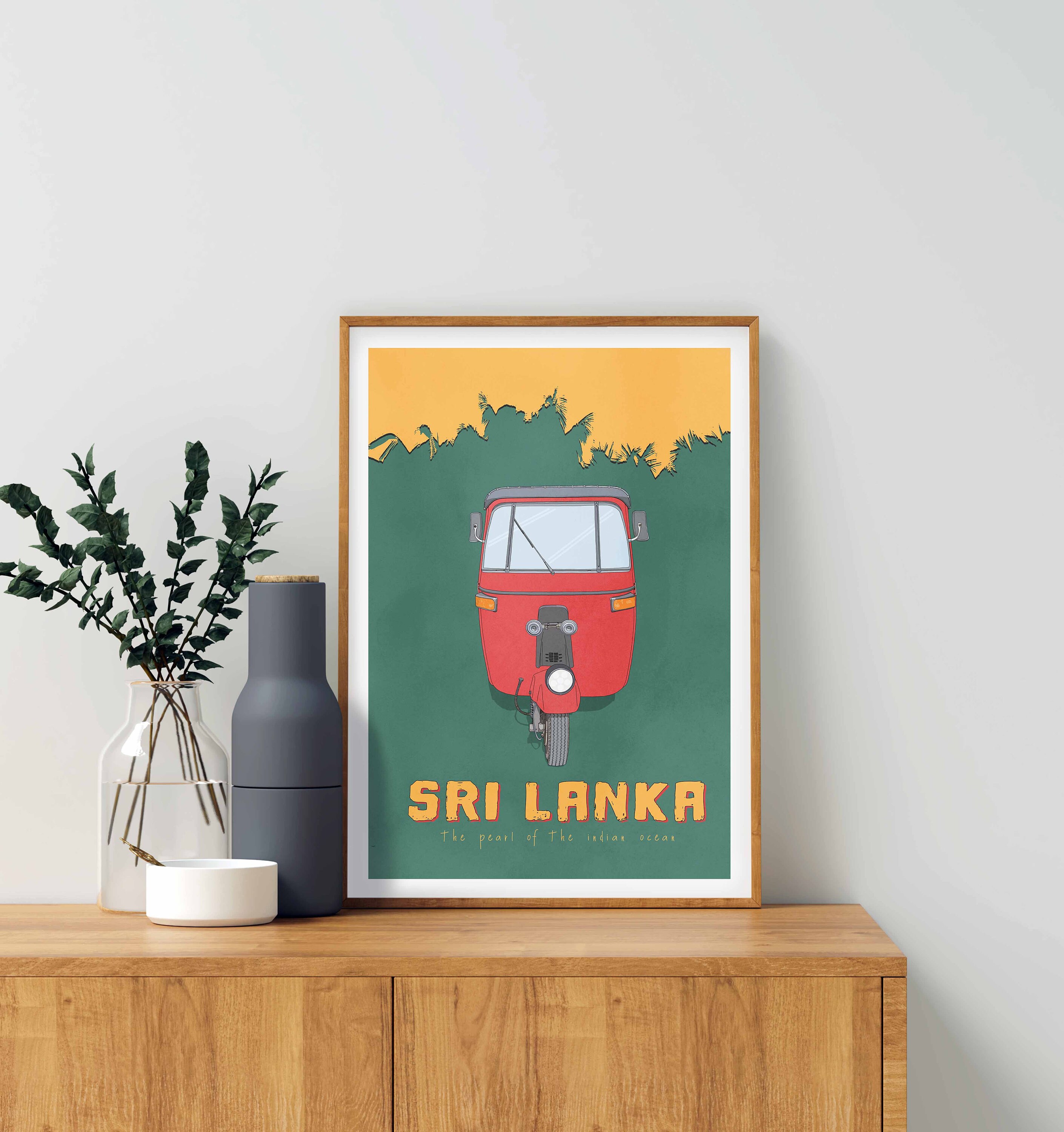 Sri Lanka Art Poster Ceylon Digital Illustration Tuk Tuk Etsy
