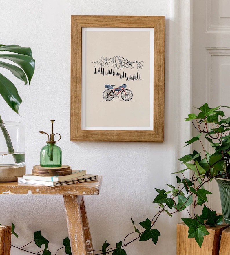 Bikepacking Giclee Art Print, Cycling Travel Illustration Poster, Adventure, Bike Cycle Minimalist Colourful Design Wall Print image 8
