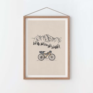 Bikepacking Giclee Art Print, Cycling Travel Illustration Poster, Adventure, Bike Cycle Minimalist Colourful Design Wall Print image 7