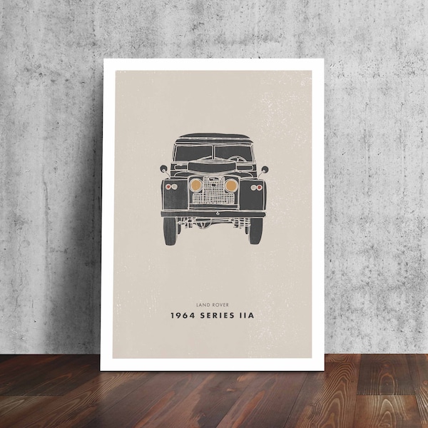 Series II 1964 Landrover Poster, Contemporary Digital Illustration of Vintage Defender Art Minimalist Design, Wall Art Print Boys Dads