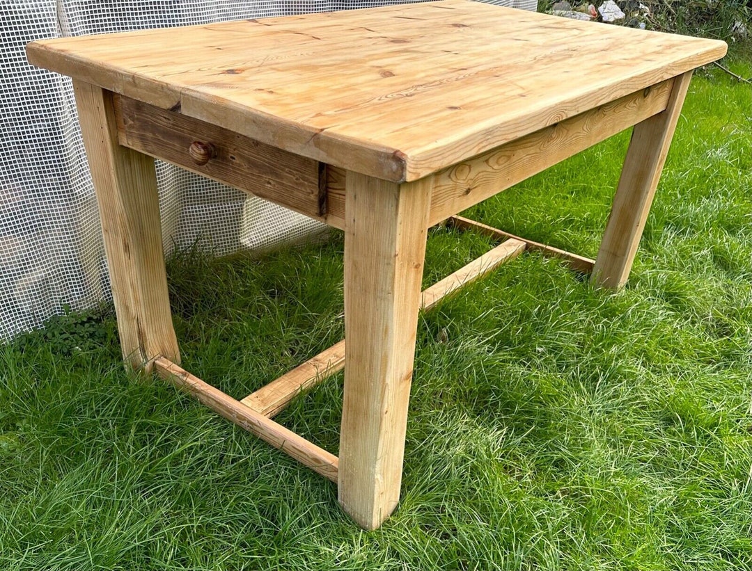 Vintage Solid Pine Farmhouse Country Kitchen Table - Etsy UK