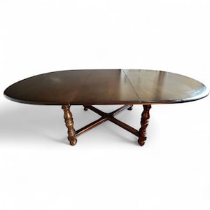 Large Vintage Ercol Elm Dining Table: Mid-Century Modern Extendable Kitchen Table