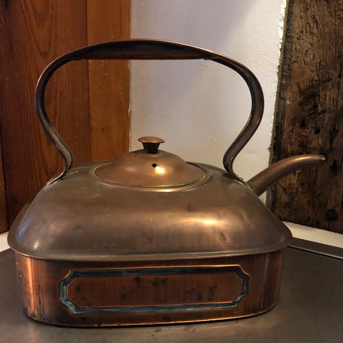 Vintage Copper Kettle With Porcelain Handle Etsy
