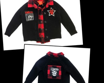 Toddler layered Punk rock cardigan- size 1.5-2 years