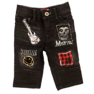 Baby punk/ rock black denim jeans size 3-6 mos image 1