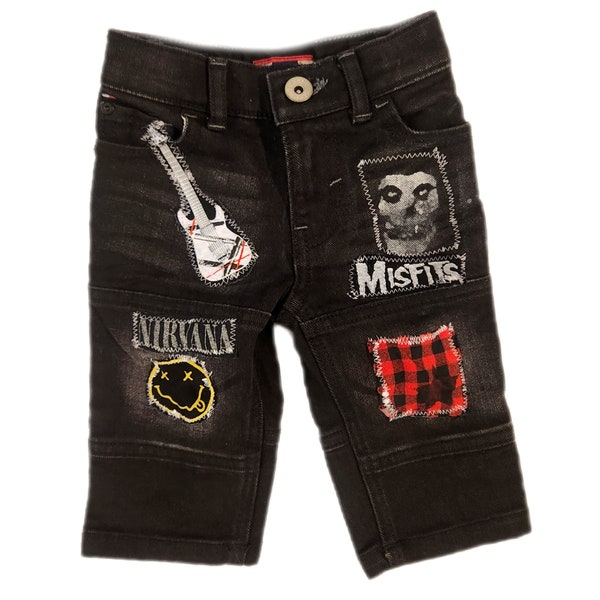 Baby punk/ rock black denim jeans- size 3-6 mos