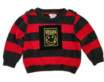 Baby striped Rock/ Grunge knit sweater- size 12-18 mos