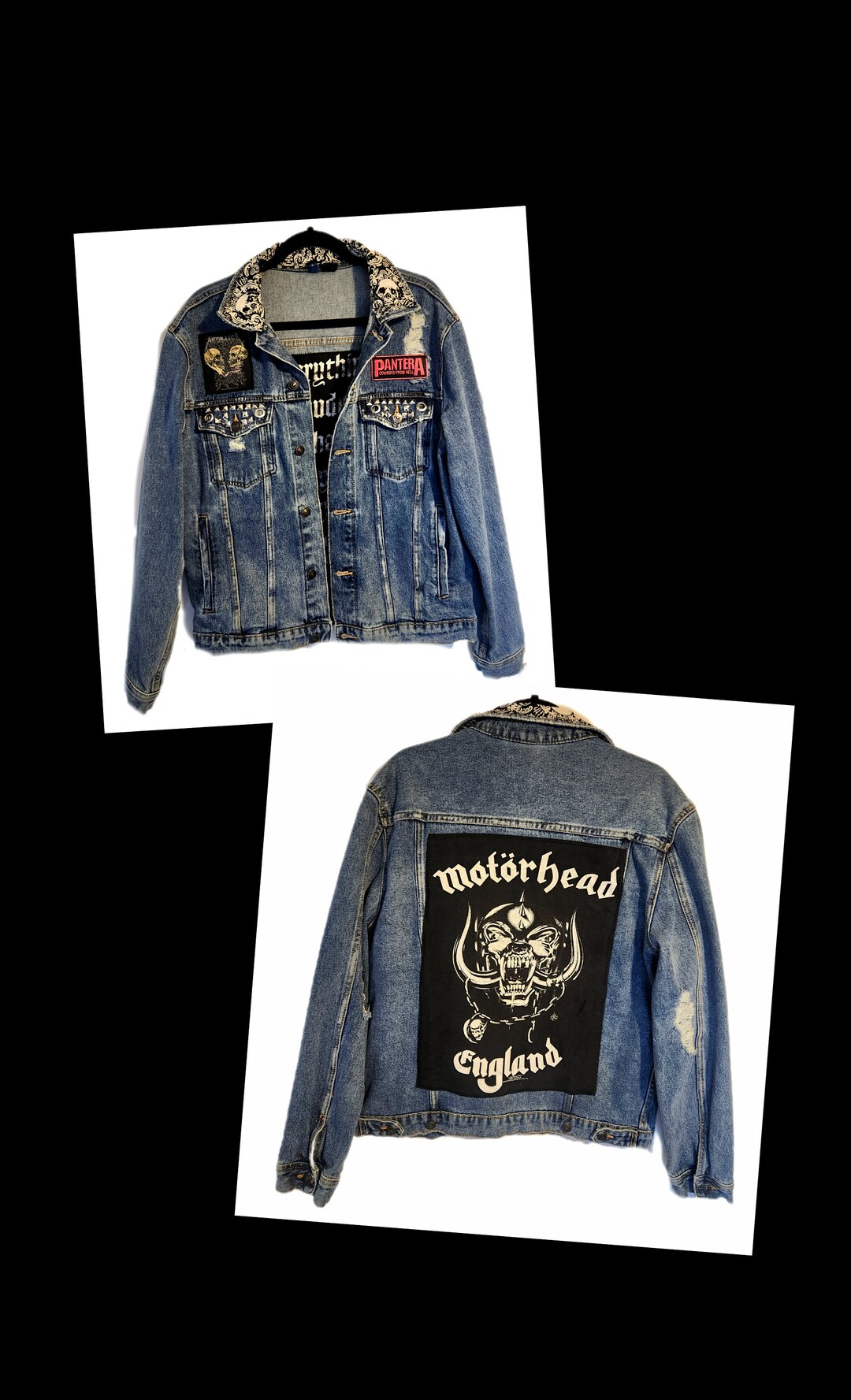Mens Denim Metal Rock Jacket Size MEDIUM - Etsy