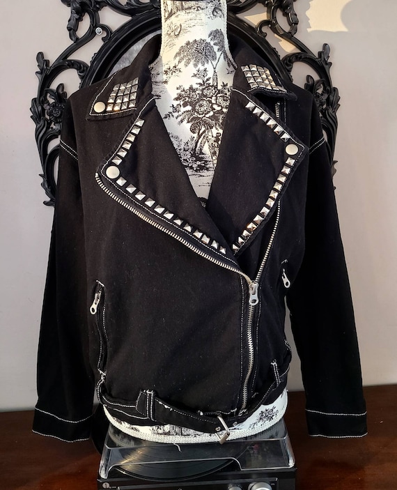 Black jean moto jacket new arrivals