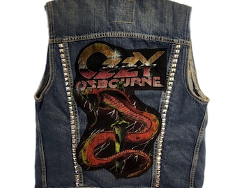 Mens denim Rock/ Metal vest- size Small