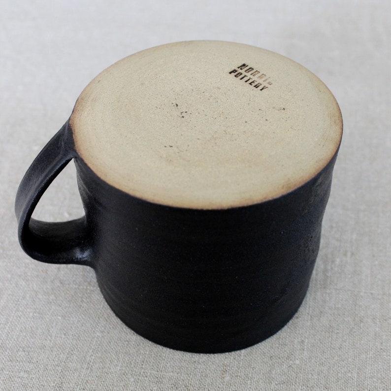 SECONDS SALE 15 oz large pottery coffee mug / Black matte ceramic mug / coffee cup / large mug with handle / Scandinavian pottery cup image 9