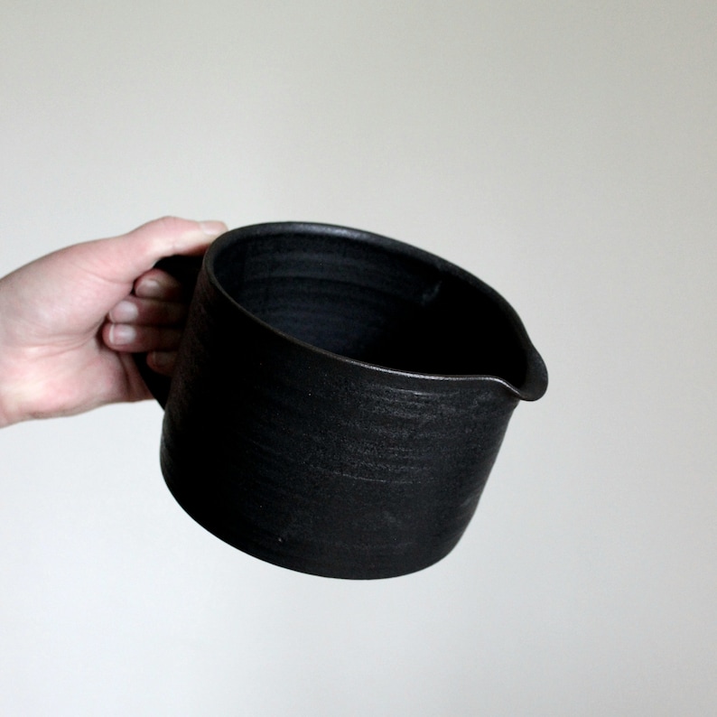 MADE TO ORDER 35 oz black matte ceramic pitcher / large ceramic pitcher / black carafe / Handmade pottery large pitcher / Scandinavian image 2