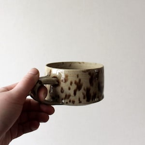 IN STOCK 8 oz Nordic Pottery mug / Handmade cappuccino cup / Speckled ceramic mug with handle image 2