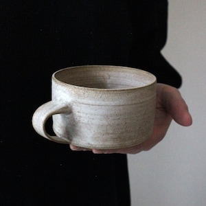 IN STOCK Handmade Ceramic Cappuccino Mug: Matte Beige Pottery, 8 oz