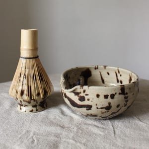 MADE TO ORDER 1 or 2 cup ceramic matcha bowl / Pottery matcha bowl / Handmade speckled mixing bowl / Small bowl spout / Scandinavian Chawan