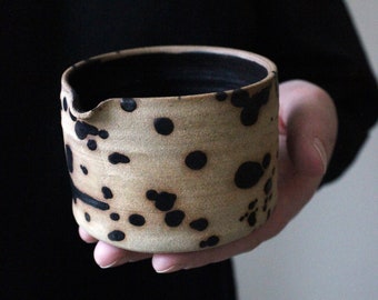 MADE TO ORDER 7oz handmade ceramic creamer / Small pourer / Pottery milk jug / Black speckles milk jug / Small pitcher for cream / Japandi