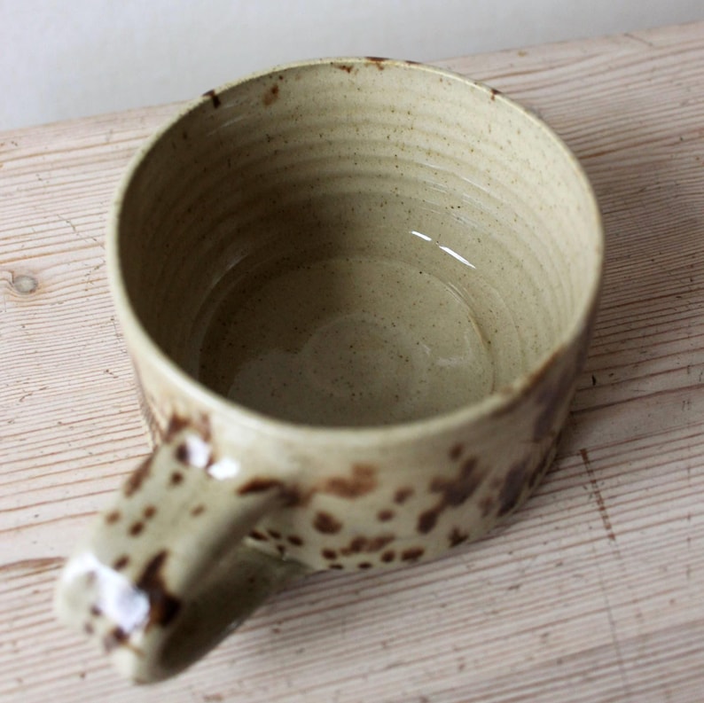 IN STOCK 8 oz Nordic Pottery mug / Handmade cappuccino cup / Speckled ceramic mug with handle image 3