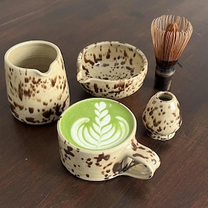 IN STOCK 8 oz Nordic Pottery mug / Handmade cappuccino cup / Speckled ceramic mug with handle image 6