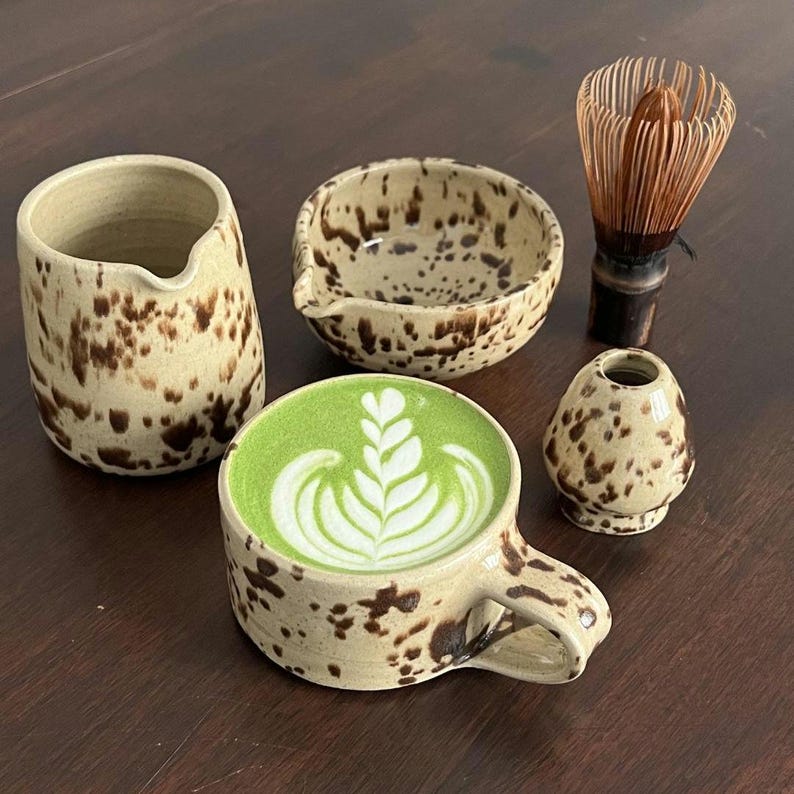 IN STOCK 8 oz Nordic Pottery mug / Handmade cappuccino cup / Speckled ceramic mug with handle image 6
