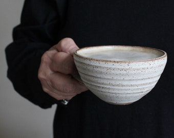 MADE TO ORDER 7 oz white coffee mug / cappuccino cup with handle / Handmade mug / ceramics mug / matte white mug / pottery