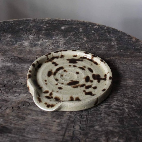 IN STOCK Handmade spoon rest / Ceramic spoon rest / Pottery speckled spoon rest