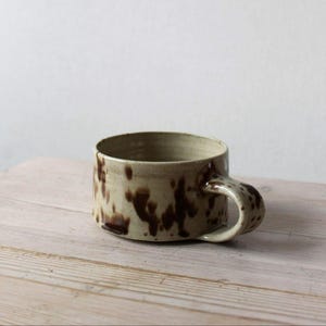 IN STOCK 8 oz Nordic Pottery mug / Handmade cappuccino cup / Speckled ceramic mug with handle image 4