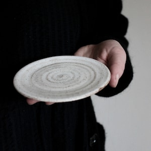 Saucer for white mugs / Ceramic small plate / Pottery side dish plate / white matte small saucer / Scandinavian rustic side plate