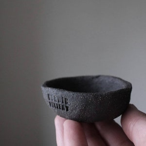 Black ceramic ring dish // handmade ring dish // rustic ceramic ring tray // tiny ceramic bowl // black raw clay ring dish // Party favors