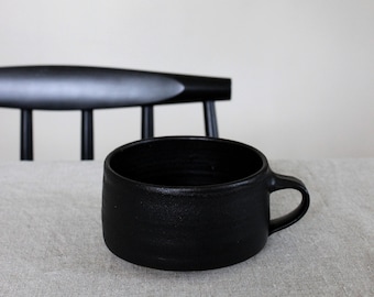 MADE TO ORDER 8 oz cappuccino mug / coffee cup with handle / Handmade cappuccino mug / ceramics mug / coffee mugs / matte black mug
