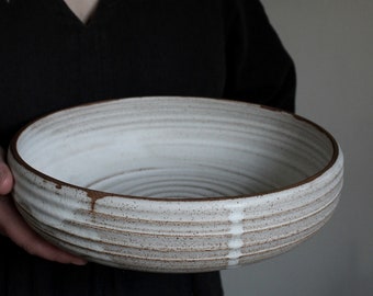 MADE TO ORDER handmade large white bowl / rustic salad bowl / ceramic baking dish / ceramic casserole dish / large serving bowl / Pottery