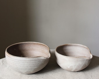 SECONDS SALE handmade ceramic matcha bowl / 2 cup mixing bowl / Pottery matcha / Beige natural bowl / Chawan