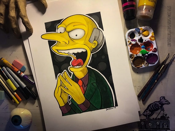 Mr Burns Hand Painted Haning Wall Art Marker Acrylics Etsy