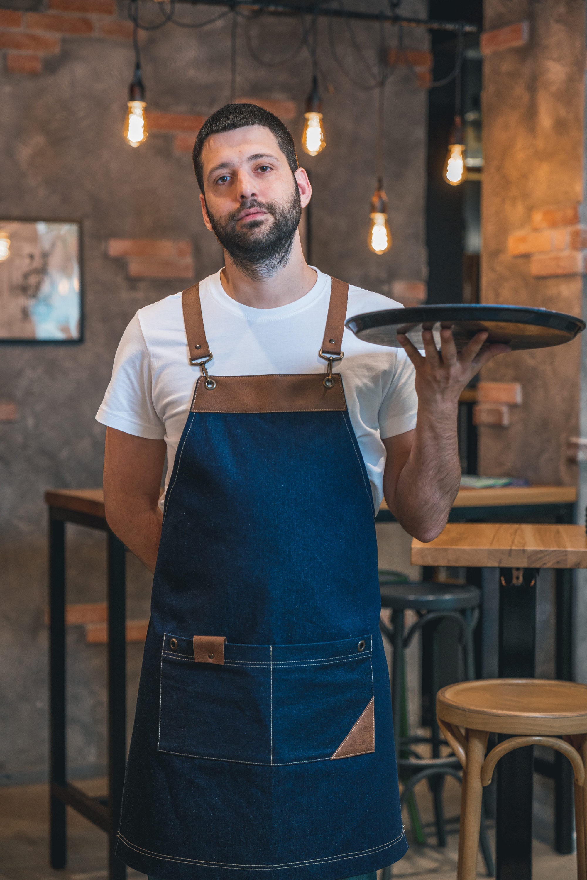 Tablier vert - Serveur et cuisinier - uniforme pour hôtel et