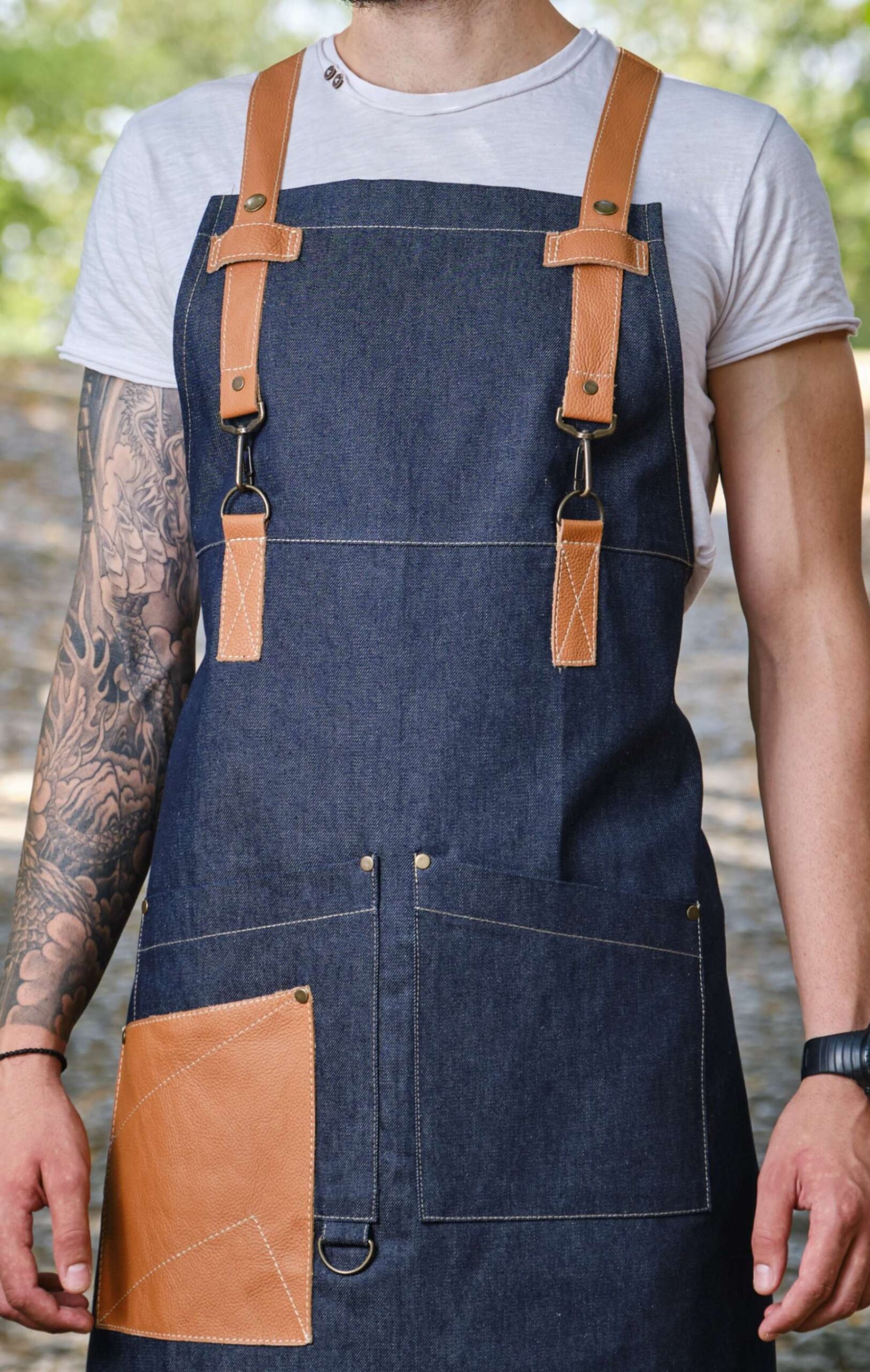 Stanley & Sons Apron with Leather Straps Selvage Cone Mills Denim - Made in  New York, NY | Home | Independence