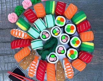 Handmade Felt Sushi Set – Pretend Play Food for Play Kitchen & Montessori Learning