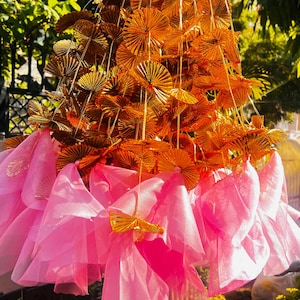 Golden Fabric Gota Hanging /Traditional Floral Wedding Decor / Mehndi, Haldi & Party Decoration / Handmade Indian traditional Home Decor