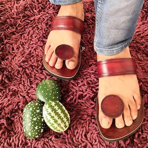 Handmade genuine Leather Slippers for men handcrafed Sandals