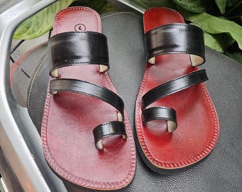 Black leather Kolhapuri sandals for men