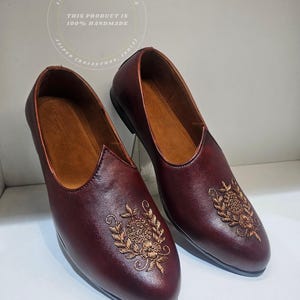 Traditionella indiska Sherwani-loafers, present till marskalkar, handgjorda läderskor i Jaipur bild 4