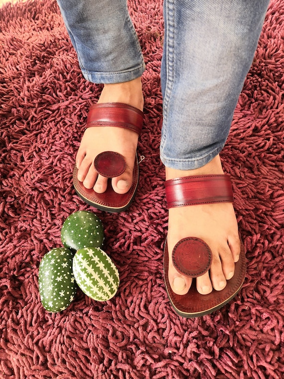 Handmade genuine Leather Slippers for men handcrafed Sandals