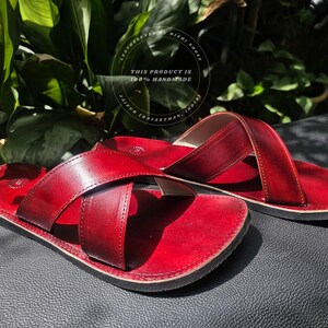 Handmade Men’s Leather Sandals-Artisanal Leather Slippers for Men - Summer Ethnic Footwear image 4