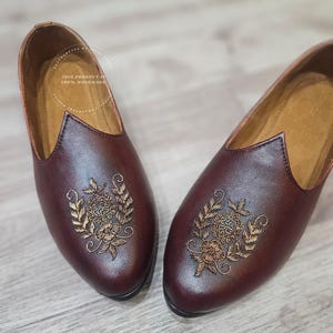 Traditionella indiska Sherwani-loafers, present till marskalkar, handgjorda läderskor i Jaipur bild 6
