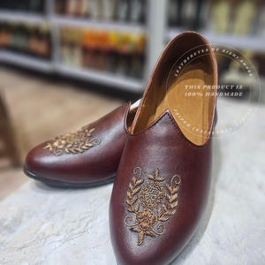 Traditionella indiska Sherwani-loafers, present till marskalkar, handgjorda läderskor i Jaipur bild 5