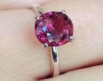 Natural Tourmaline Ring 2.01ct Untreated Pink Purple Gem Sterling Silver