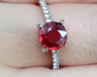 Orange Garnet Ring Natural African Gem Sterling Silver Size 7