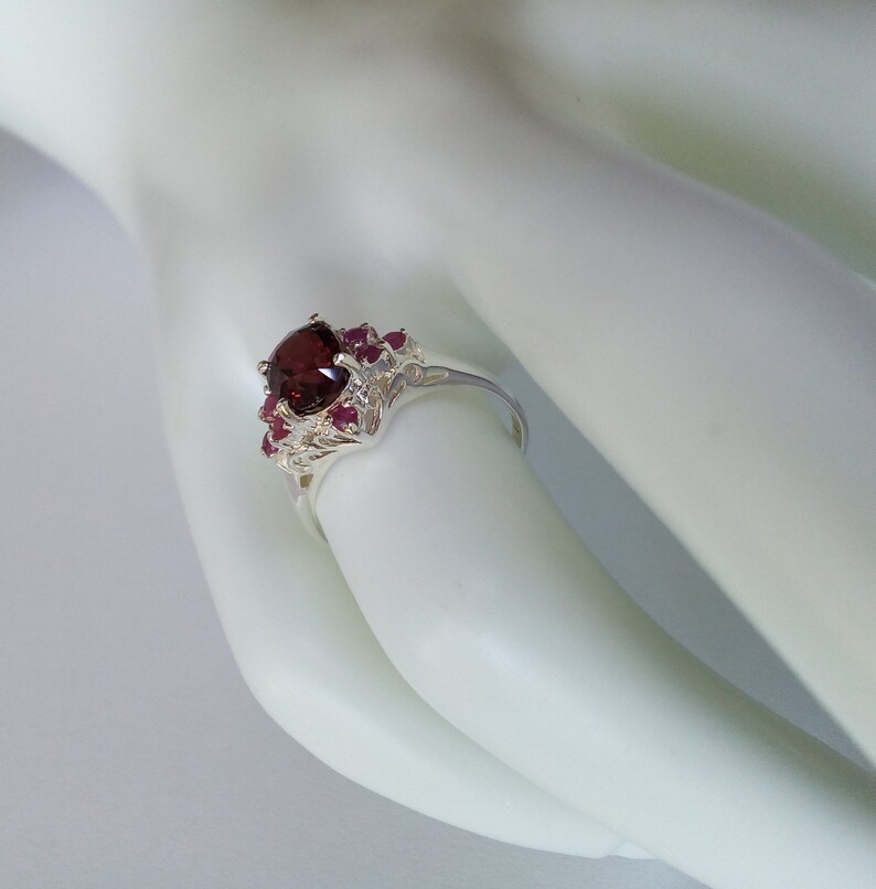natural red Rhodolite garnet and ruby ring unique jewelry image 7