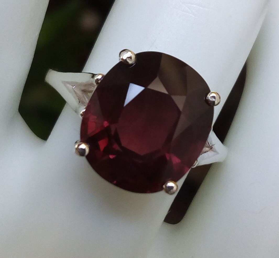 6.34 Carat Pink Purple Garnet Ring Size 7 Natural Rhodolite Garnet